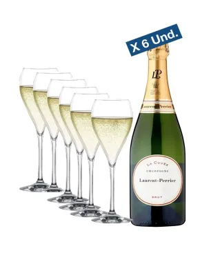 Pack 6 Botellas Laurent-Perrier La Cuvee + 6 Copas