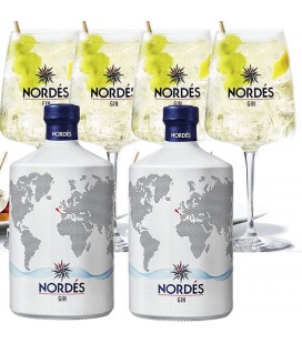 2 Botellas Gin Nordes + 4 Copas
