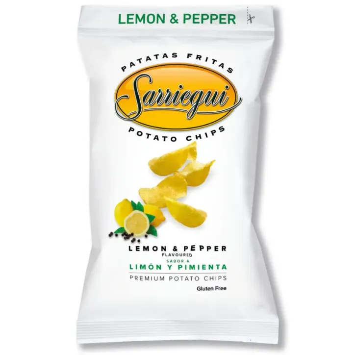Patatas Fritas Gourmet Sarriegui Limón y Pimienta 40gr. Caja 20 Und.