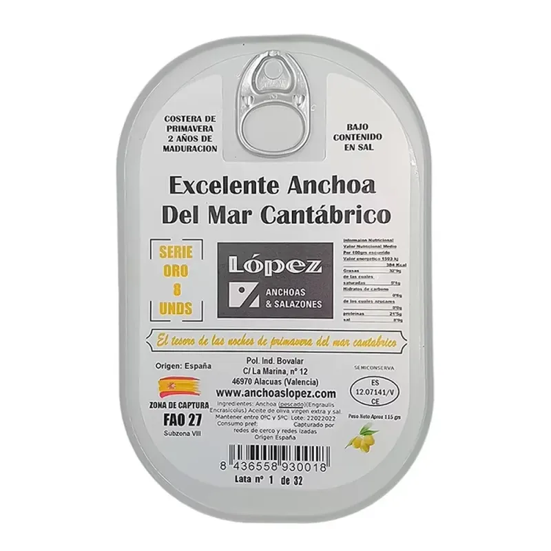 Anchoa López Cantábrico Lata 8 Unidades