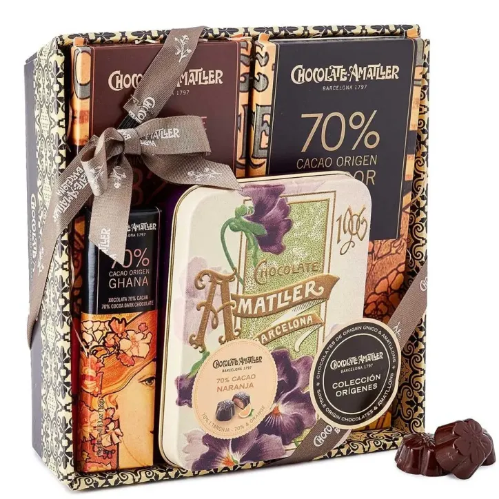 Cesta Chocolate Origenes Naranja Amatller