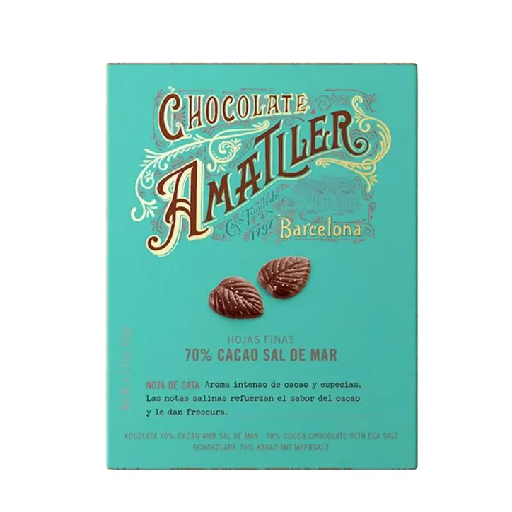 Únicos Hojas Chocolate 70% con Sal de Mar 60g Amatller