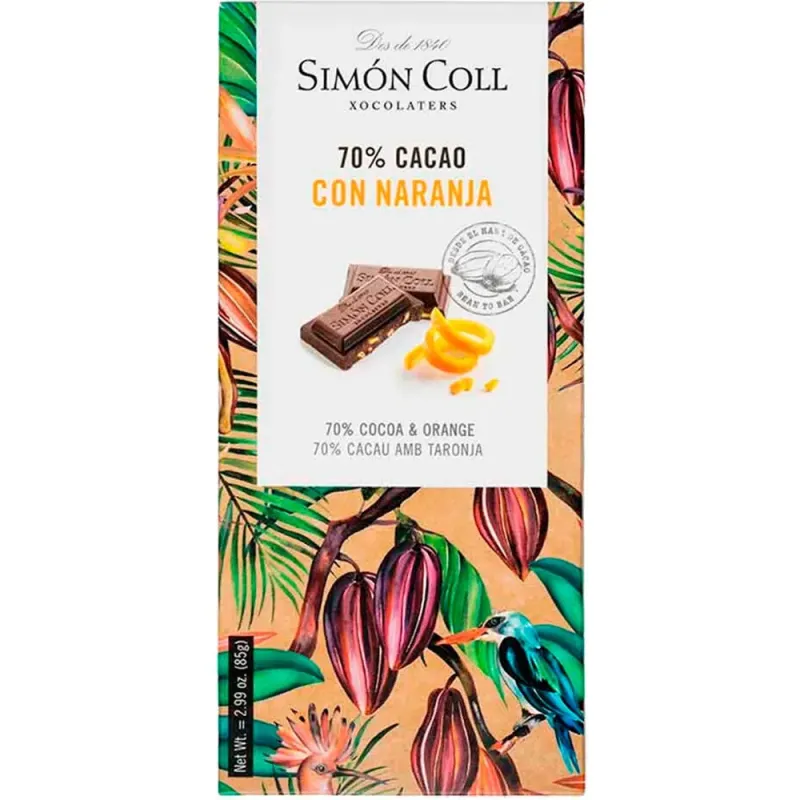 Tableta 70% Cacao Con Naranja Simon Coll. 85GR