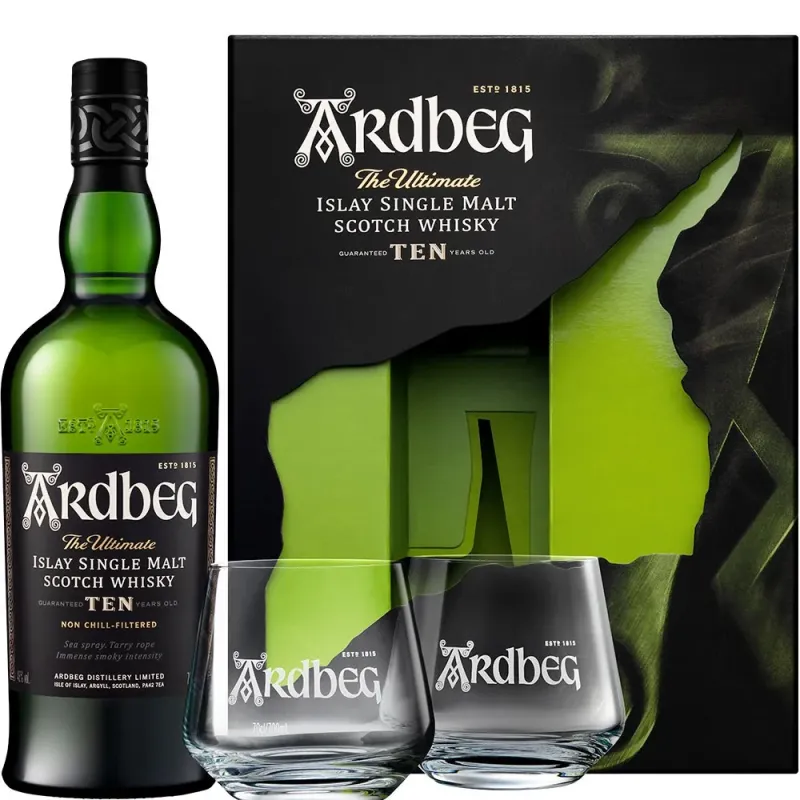 Ardbeg 10 Años + 2 copas