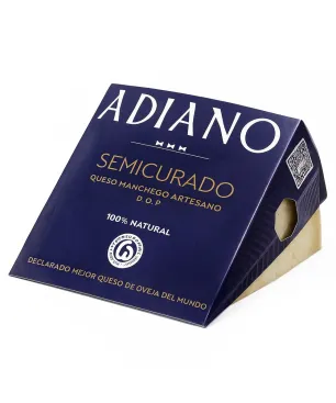 Cuña de Queso Manchego Adiano SemiCurado en estuche de 250gr