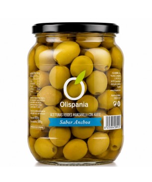 Aceitunas Gordal Sin Hueso Olispania Sabor Anchoa 850ml
