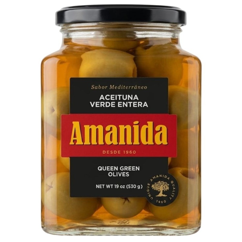 Aceituna Verde Entera Tarro Cuadrado Amanida 580ml